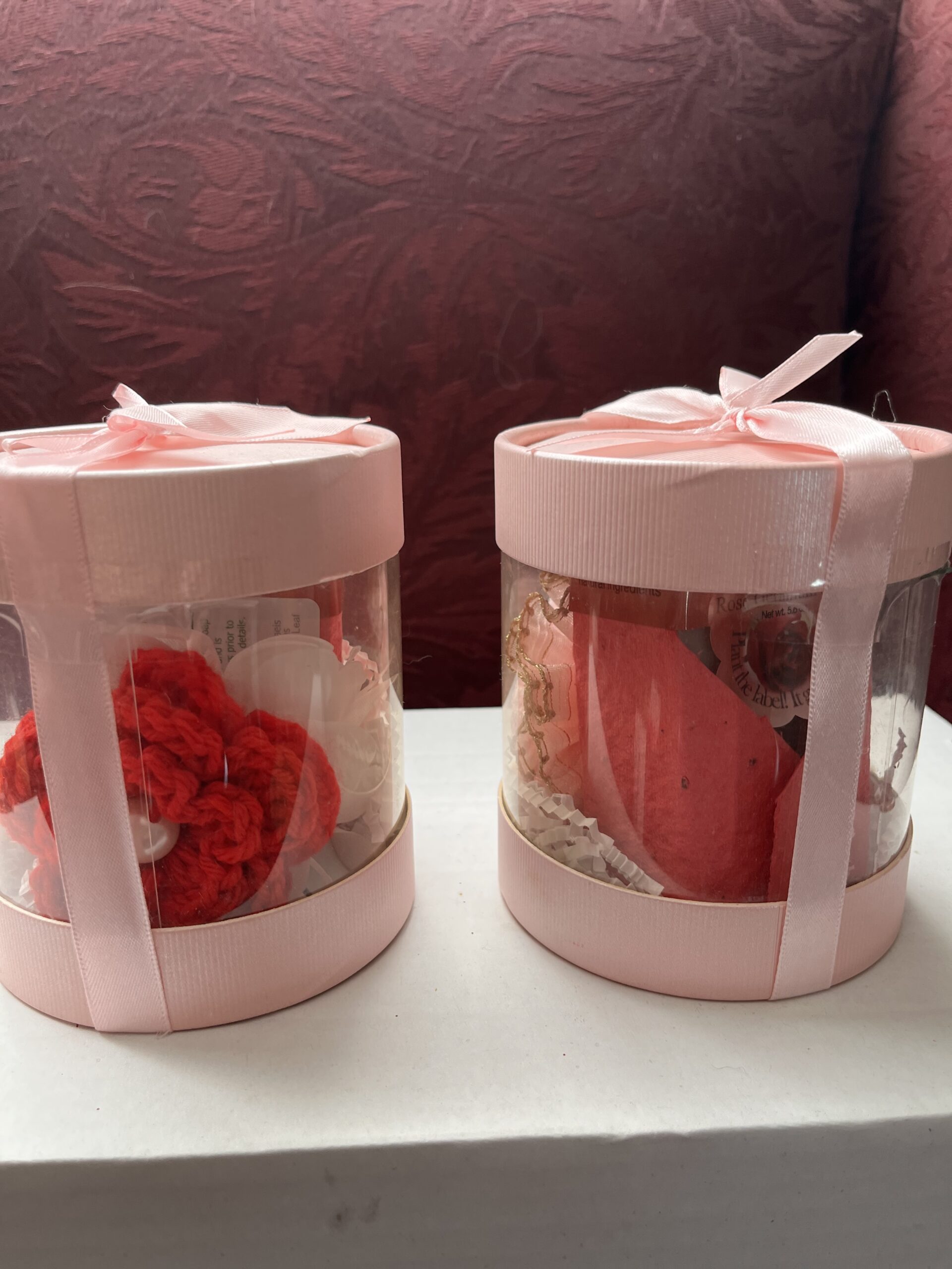 mothers day gift box with crochet rose oin and scented lotion