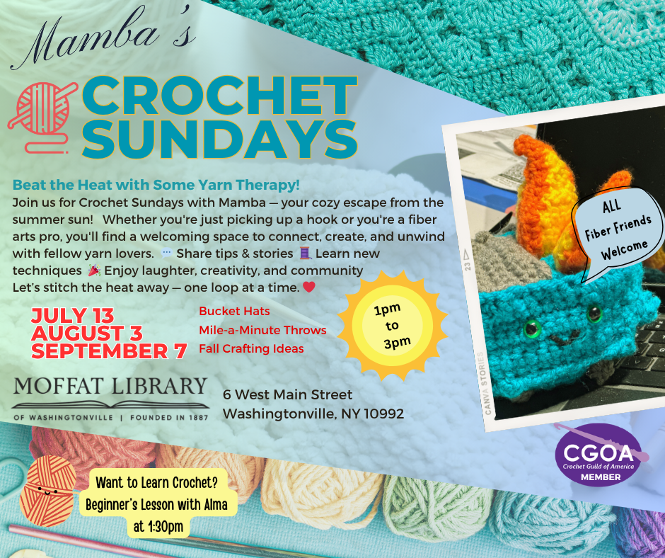 crochet sundays at moffat library